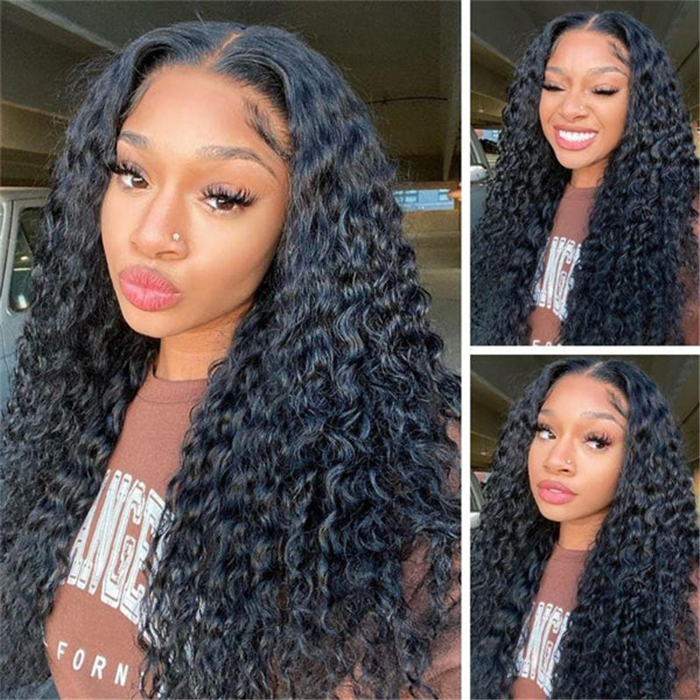 Virgin Human Hair Water Wave V Part Wigs - 图片 3